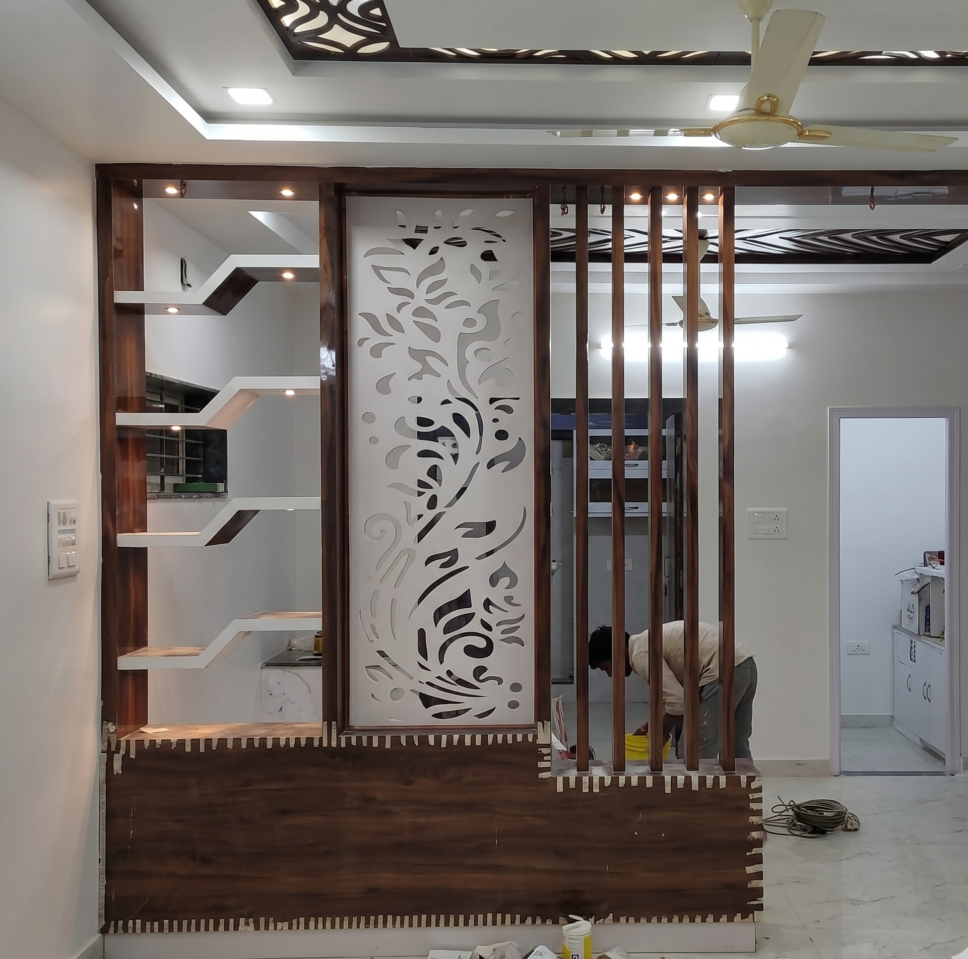 Brown and white partition design