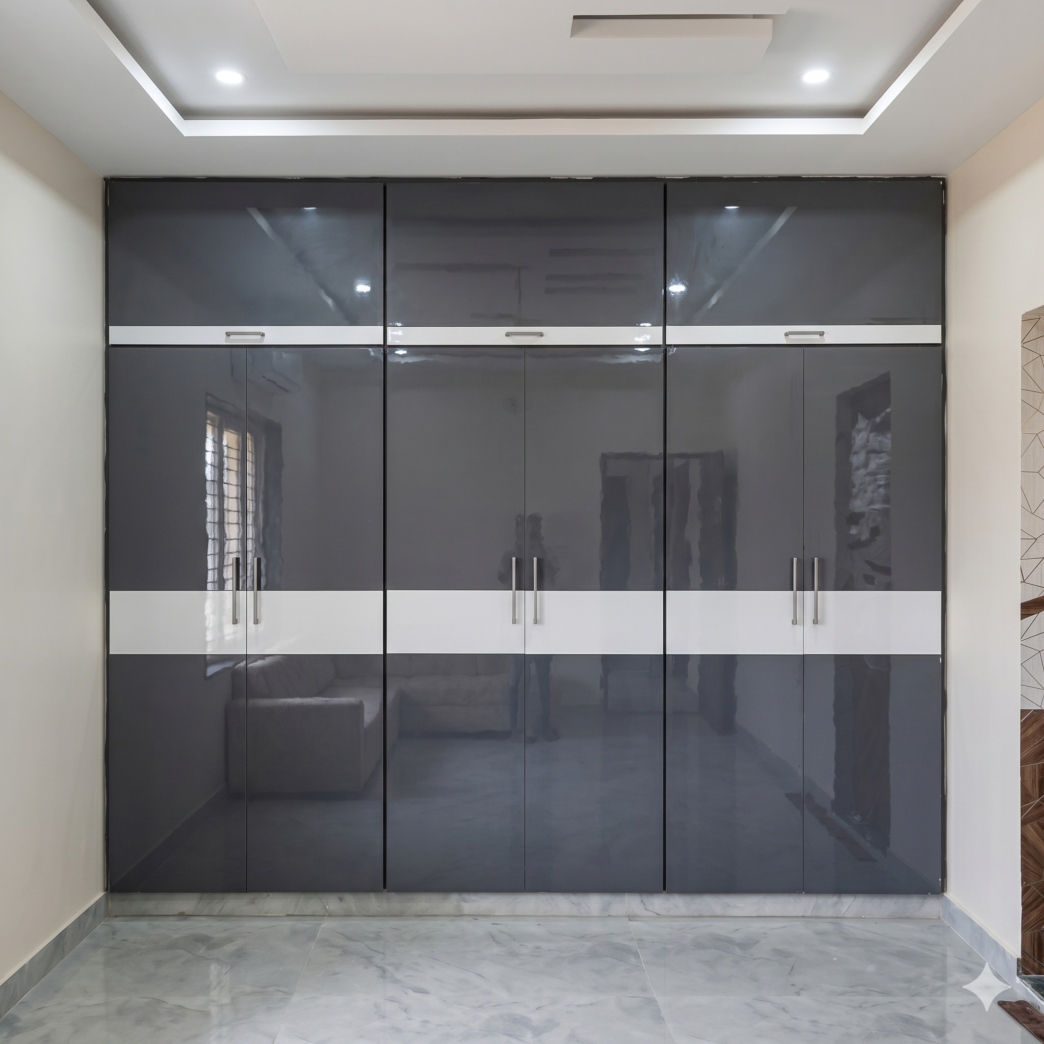 Gray and white wardrobes by interior studio